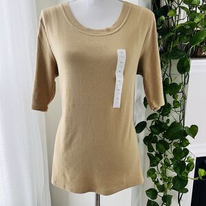 *New* Banana Republic Brown Ribbed Stretchy Comfy Classic Blouse - Size XL